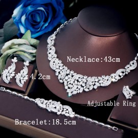 ThreeGraces 4pcs Luxury Shiny Cubic Zirconia Dubai Nigerian Bridal Weddigng Prom Jewelry Set for Brides Dress Accessories TZ812