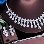 ThreeGraces 4pcs Shiny Cubic Zirconia Stone Luxurious Dubai Nigerian Bridal Wedding Banquet Dinner Jewelry Set for Women TZ763