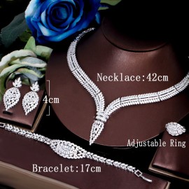 ThreeGraces 4pcs Shiny Full Cubic Zirconia Luxury Bridal Wedding Jewelry Set for Women Dubai Nigerian Bride Accessories TZ818