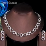 ThreeGraces Brand Shiny CZ Crystal Wedding Party Round Shape Choker Necklace and Earrings Set for Women Prom Jewelry Gift TZ595