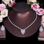 ThreeGraces Delicate Cubic Zirconia White Gold Color Flower Earrings Necklace Set for Women Wedding Engagement Jewelry TZ657