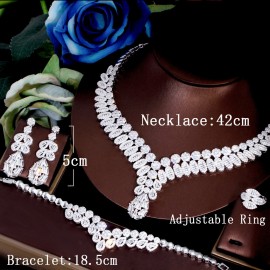 ThreeGraces Famous Brand 4pcs Shining Full Micro CZ Zircon Luxury Dubai African Wedding Bridal Jewelry Set for Women TZ819