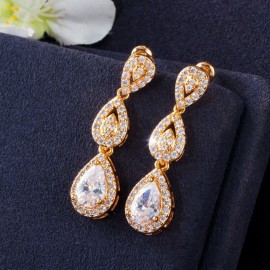 ThreeGraces Gorgeous Cubic Zirconia Water Drop Dangle Earrings and Necklace Nigerian Bridal Wedding Jewelry Set for Women TZ716