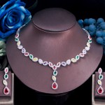 ThreeGraces Luxury Multicolor Cubic Zirconia Silver Color Bridal Wedding Jewelry Set for Brides Party Accessories Gift T0625