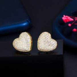 ThreeGraces New Trendy Cubic Zirconia Gold Color Love Heart Pendant Necklace Earrings Bracelet Set for Women Punk Jewelry TZ641