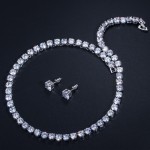 ThreeGraces Sparkling Cubic Zirconia Bridal Wedding Round Choker Necklace and Stud Earrings Party Jewelry Sets for Brides JS073