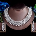 ThreeGraces Sparkling Cubic Zirconia Luxury Big Bridal Wedding Prom Earrings and Choker Necklace Jewelry Set for Women TZ720