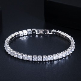 ThreeGraces Sparkling Square Cubic Zircon 3pcs Earring Necklace Bracelet Sets for Women African Wedding Jewelry Gift JS127
