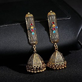 Vintage Bells Dangle Earring For Women Pendientes Bohemian Tribal Rhinestone Long Earrings Fashion Jewelry