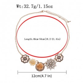 Vintage Boho Crystal Flower Pendant Necklaces Ethnic Women's Pearl Chain Necklace Statement Jewelry Gift