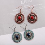 Vintage Boho Red Blue Round Hollow Ladies Earrings Fashion Jewelry Ethnic Women Earrings Drop Earrings Oorbellen