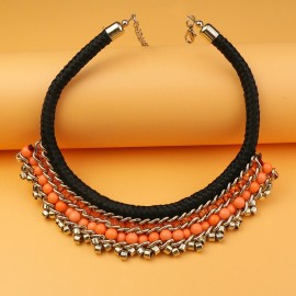 Vintage Ethnic Gypsy Orange Beads Indian Necklace Collares 2021 Womens Statement Jewelry Black Necklaces Pendants