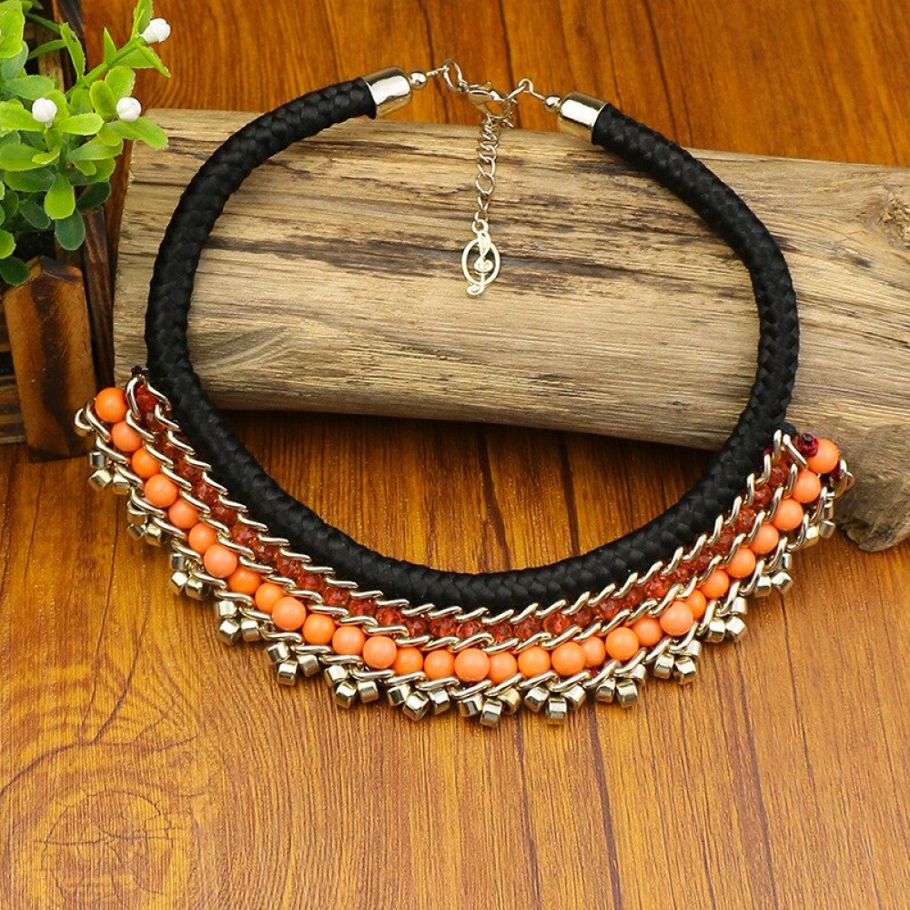 Vintage Ethnic Gypsy Orange Beads Indian Necklace Collares 2021 Womens Statement Jewelry Black Necklaces Pendants