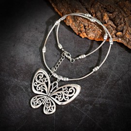 Vintage Ethnic Gypsy Silver Color Butterfly Necklace Collares 2020 Womens Statement Jewelry Necklaces Pendants
