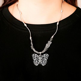 Vintage Ethnic Gypsy Silver Color Butterfly Necklace Collares 2020 Womens Statement Jewelry Necklaces Pendants