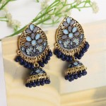 Vintage Fashion Water Drop Dangle Earrings for Women Ethnic Indian Jewelry Blue Flower Tassel Dangling Earrings Jewelry Gift