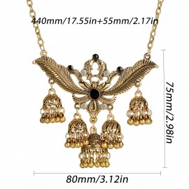 Vintage Flower Indian Jewelry Set Women's Gold Color Carved Leaf Necklace&Earring Ethnic Oxidized Jhumka Earrings Gifts