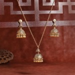 Vintage Indian Wedding Jewelry Set For Women Gold Color Carved Bells Necklace&Earring Statement Dangle Earrings Gifts