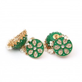 Vintage Luxury Green Dangle Earrings for Women Pearl Tassel White Crystal Ethnic Flower Earrings Wedding Jewelry Accessories