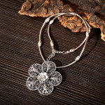Vintage Silver Color Flower Maxi Tibetan Jewelry Necklaces 2020 Boho Pendants Collares Womens Necklaces