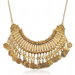 Women Indian Jewelry Retro Gold Color Gypsy Necklace Choker Coin Tassel Statement Necklace Afghan Turkish