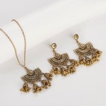 Women's Classic Gold Color Earring/Necklace Set Bijoux Wedding Jewelry Hangers Bohemia Jhumka Earrings Hangers