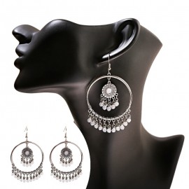 Women's Silver Color Round Beads Tassel Dangle Earrings Fashion Jewelry Summer Bohemia Jhumka Earrings Oorbellen