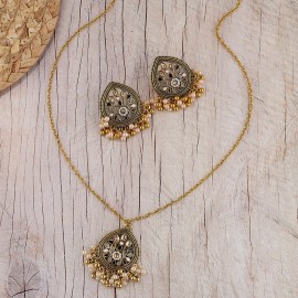 Women's Water Drop Indian Jewelry Set Gold Color Earring/Necklace Set Bijoux Pearl Beads Wedding Jewelry Hangers