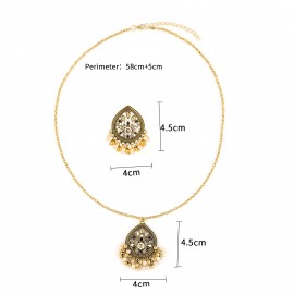 Women's Water Drop Indian Jewelry Set Gold Color Earring/Necklace Set Bijoux Pearl Beads Wedding Jewelry Hangers