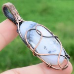 Dendrite Opal Gemstone Handmade Copper Wire Wrapped Pendant Jewelry 2.56 Inch BZ-109