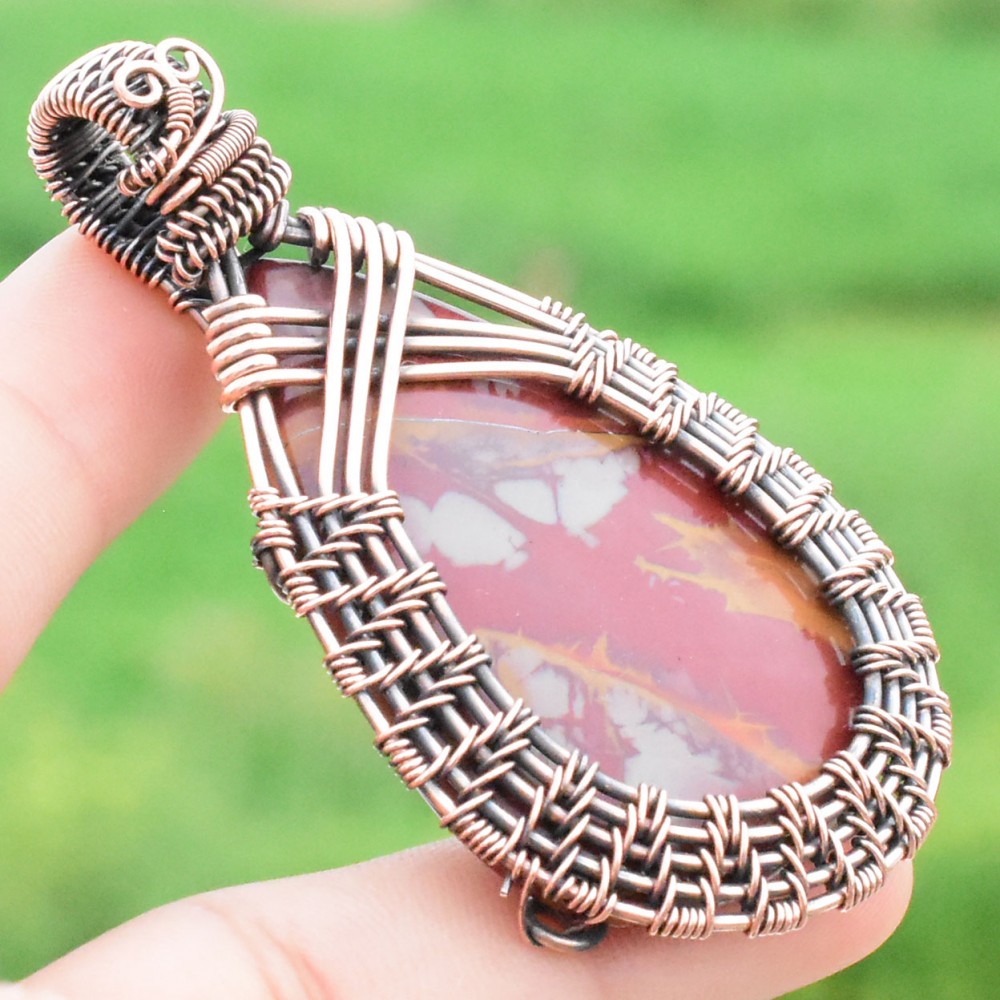 Noreena Jasper Gemstone Handmade Copper Wire Wrapped Pendant Jewelry 2.56 Inch BZ-118
