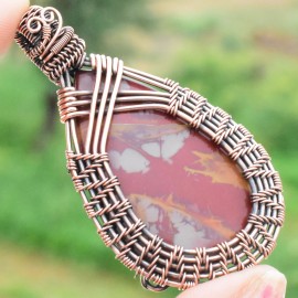 Noreena Jasper Gemstone Handmade Copper Wire Wrapped Pendant Jewelry 2.56 Inch BZ-118