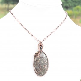 Turtella Agate Gemstone Handmade Copper Wire Wrapped Pendant Jewelry 2.56 Inch BZ-119