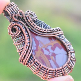 Noreena Jasper Gemstone Handmade Copper Wire Wrapped Pendant Jewelry 2.76 Inch BZ-11