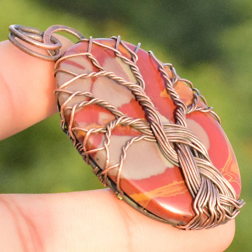 Noreena Jasper Gemstone Handmade Copper Wire Wrapped Pendant Jewelry 2.17 Inch BZ-129