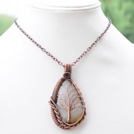 Bostwana Agate Gemstone Handmade Copper Wire Wrapped Pendant Jewelry 2.56 Inch BZ-147