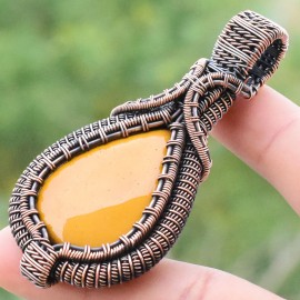 Mookaite Gemstone Handmade Copper Wire Wrapped Pendant Jewelry 2.76 Inch BZ-163