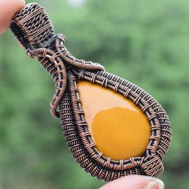 Mookaite Gemstone Handmade Copper Wire Wrapped Pendant Jewelry 2.76 Inch BZ-163