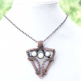 Moonstone Gemstone Handmade Copper Wire Wrapped Pendant Jewelry 2.36 Inch BZ-185