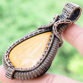 Mookaite Gemstone Handmade Copper Wire Wrapped Pendant Jewelry 2.96 Inch BZ-198