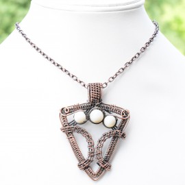 Moonstone Gemstone Handmade Copper Wire Wrapped Pendant Jewelry 2.56 Inch BZ-199