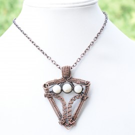 Moonstone Gemstone Handmade Copper Wire Wrapped Pendant Jewelry 2.56 Inch BZ-203