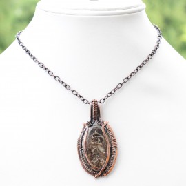 Turtella Agate Gemstone Handmade Copper Wire Wrapped Pendant Jewelry 2.17 Inch BZ-209
