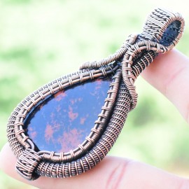 Mahogany Jasper Gemstone Handmade Copper Wire Wrapped Pendant Jewelry 2.96 Inch BZ-225