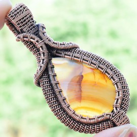 Montana Agate Gemstone Handmade Copper Wire Wrapped Pendant Jewelry 2.76 Inch BZ-234
