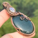 Green Moss Agate Gemstone Handmade Copper Wire Wrapped Pendant Jewelry 2.36 Inch BZ-27