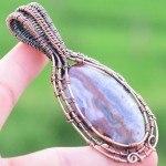 Crazy Lace Agate Gemstone Handmade Copper Wire Wrapped Pendant Jewelry 3.15 Inch BZ-55