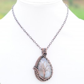 Bostwana Agate Gemstone Handmade Copper Wire Wrapped Pendant Jewelry 2.17 Inch BZ-57
