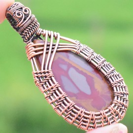Noreena Jasper Gemstone Handmade Copper Wire Wrapped Pendant Jewelry 2.56 Inch BZ-59