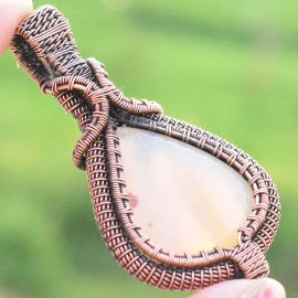 Bostwana Agate Gemstone Handmade Copper Wire Wrapped Pendant Jewelry 2.96 Inch BZ-60